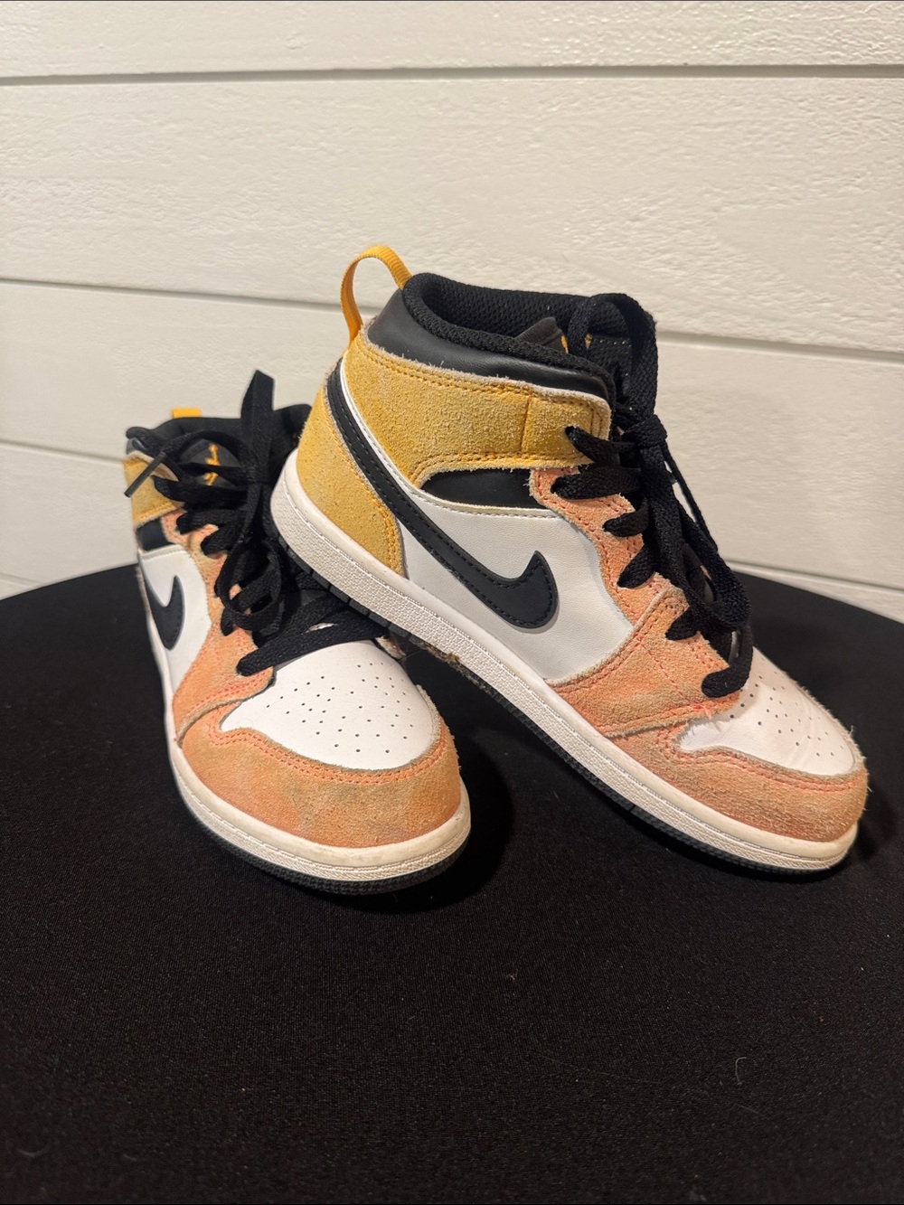Kids Nike Jordan 1’s High-Top Sneakers in Yellow, Peach & White - 1.5Y